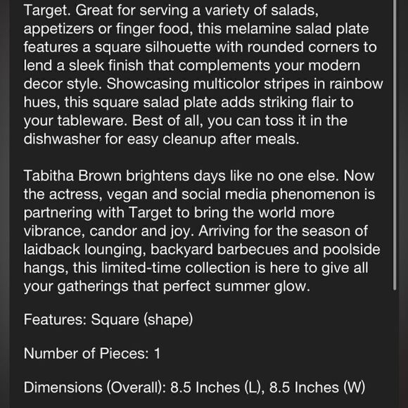 Tabitha  Brown Salad Plate - Picture 4 of 5